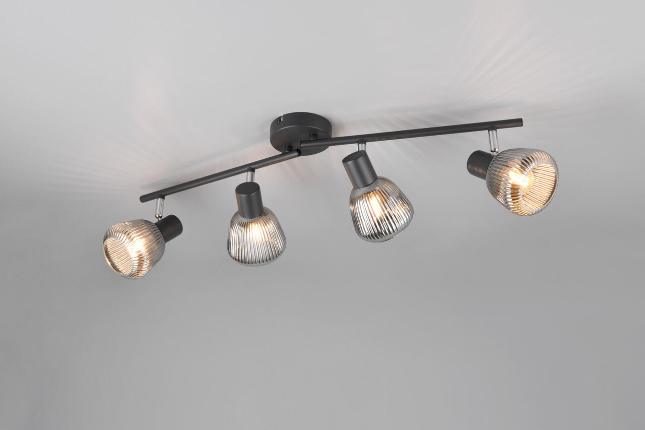 Plafoniera Tarifa, TRIO, 71x20.5 cm, 10W, 4x E14, metal, negru mat/argintiu - imagine 7